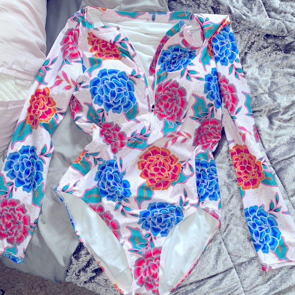 Floral Long Sleeve Swimsuit.